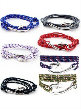 Nylon Rope Wrap Bracelet Set Military Camo Fishook DIY Anklet Necklace
